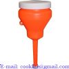 1 pint orange double capped plastic funnel
